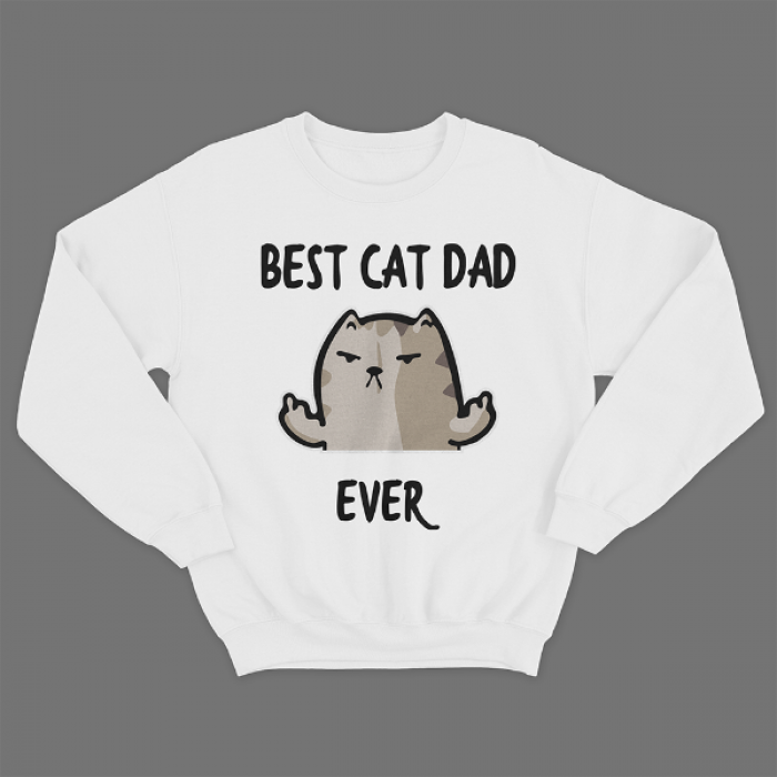 Прикольный свитшот с принтом "Best cat dad ever"